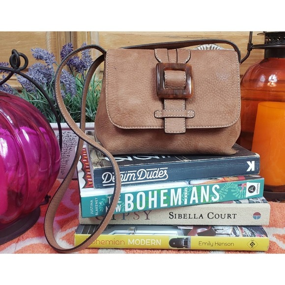 SOLD Vintage Adrienne Vittadini Soft Leather Tortoise Shell Buckle Crossbody Bag